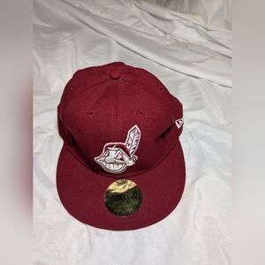 Cleveland‎ Indians New Era 59Fifty 7 1/4 Fitted Chief Wahoo Maroon Hat